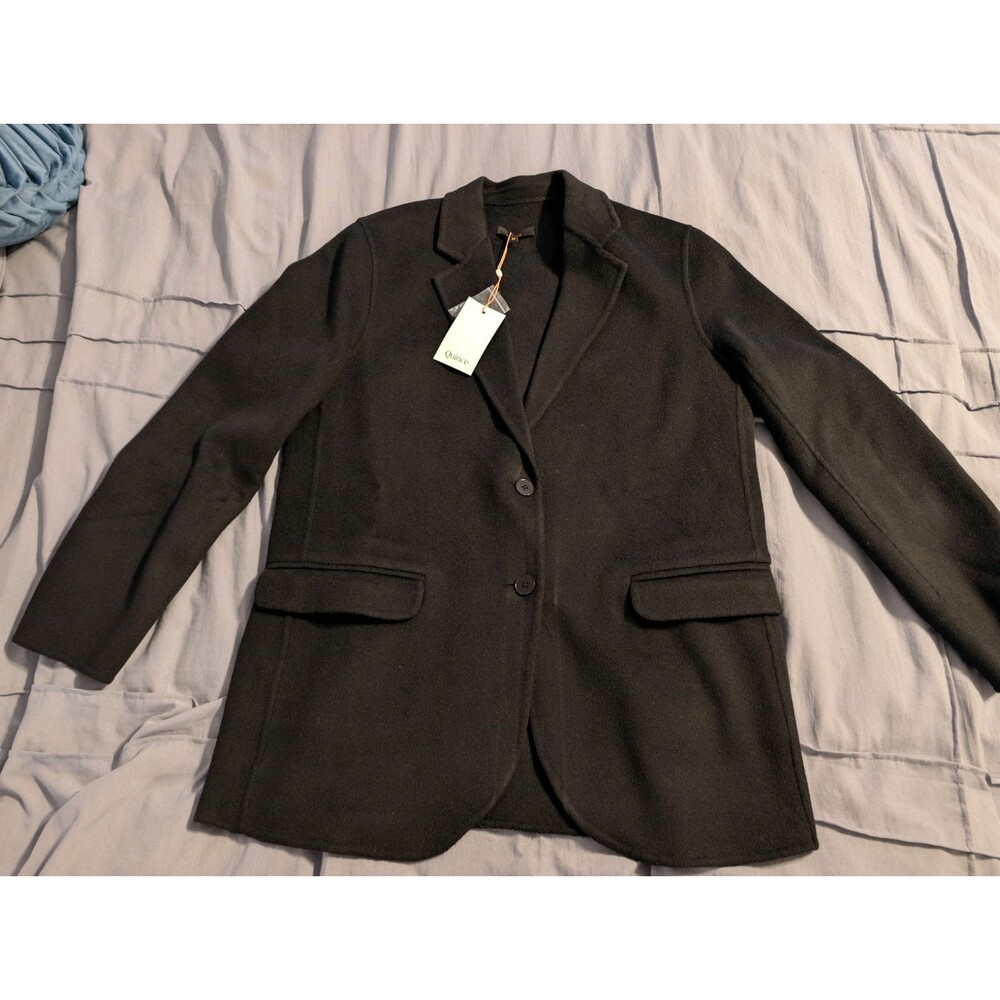 NWT Quince Double Faced Merino Wool Blazer Medium Black Women Dark Academia